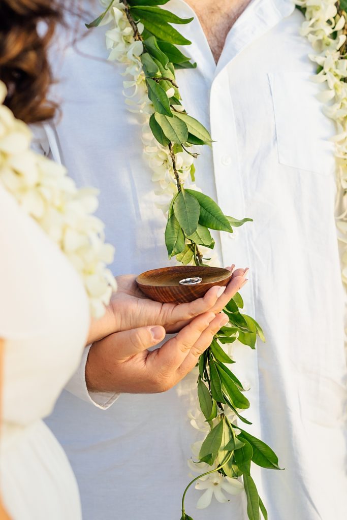 the wedding rings during a Hawaii elopement