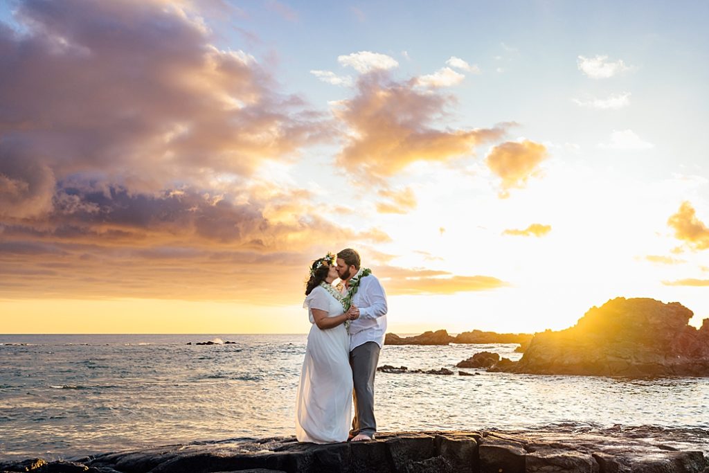Sunset elopement in Hawaii with a Big Island Officiant and Photographer