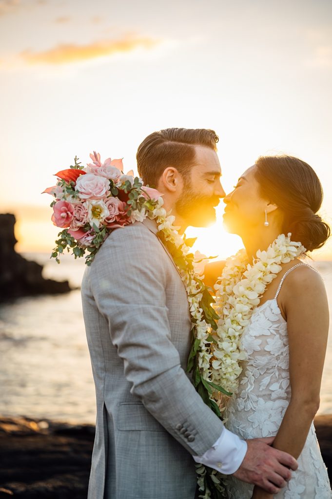 bride and groom during their Beach Wedding in Hawaii