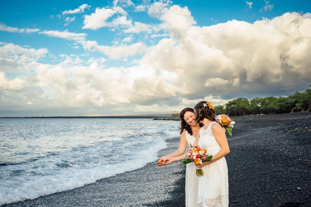 black sand beach wedding in Hawaii