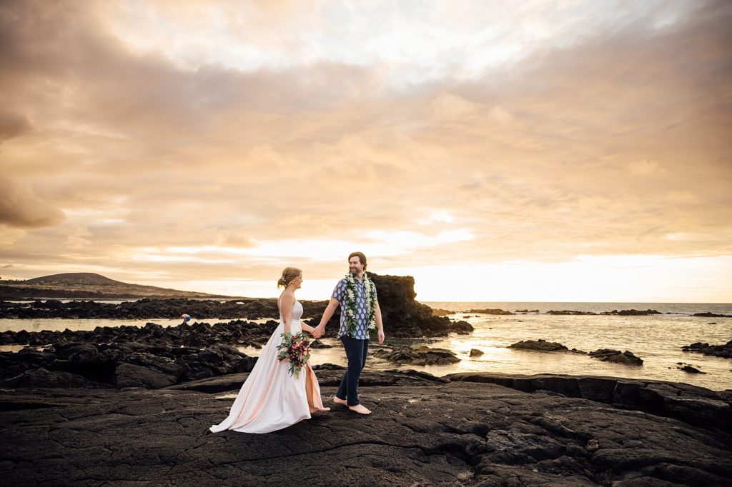 Sunset Hawaii elopement package for beach wedding