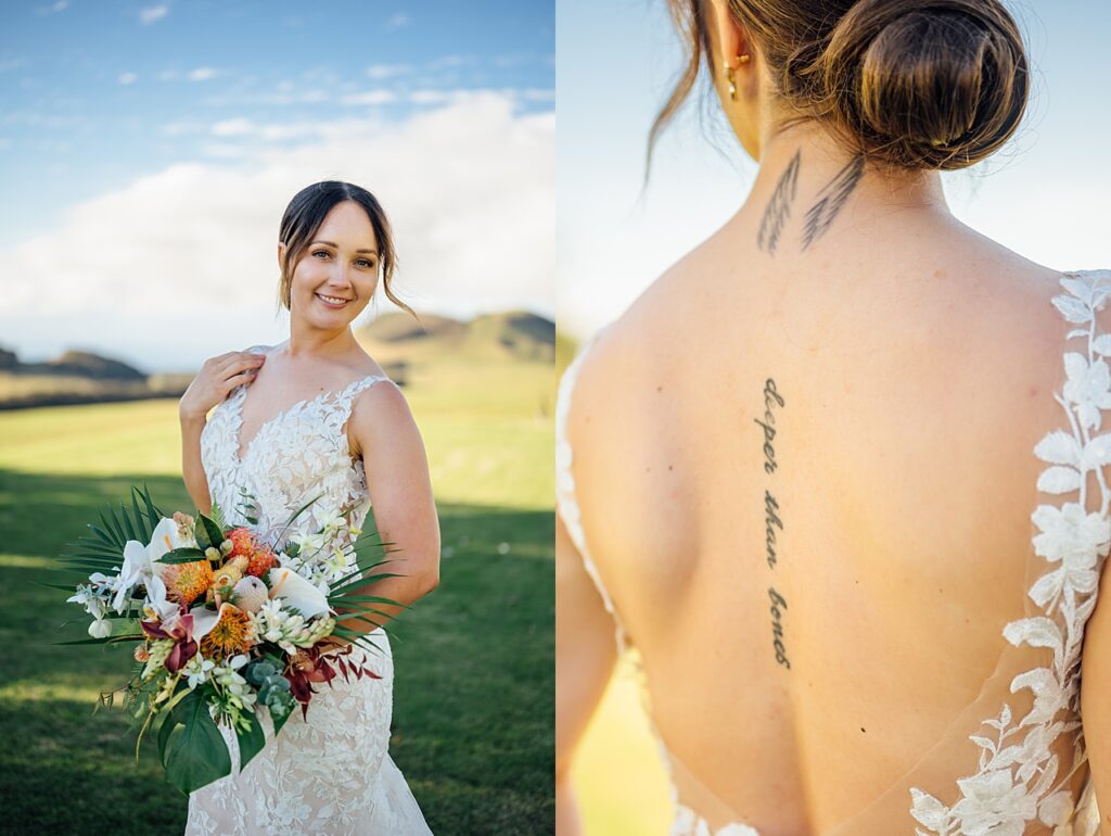 wedding bride and her tattoo