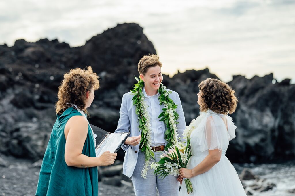 smiling couple during their wedding day