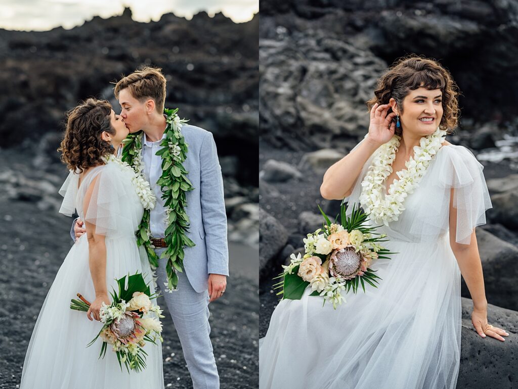 black sand beach wedding