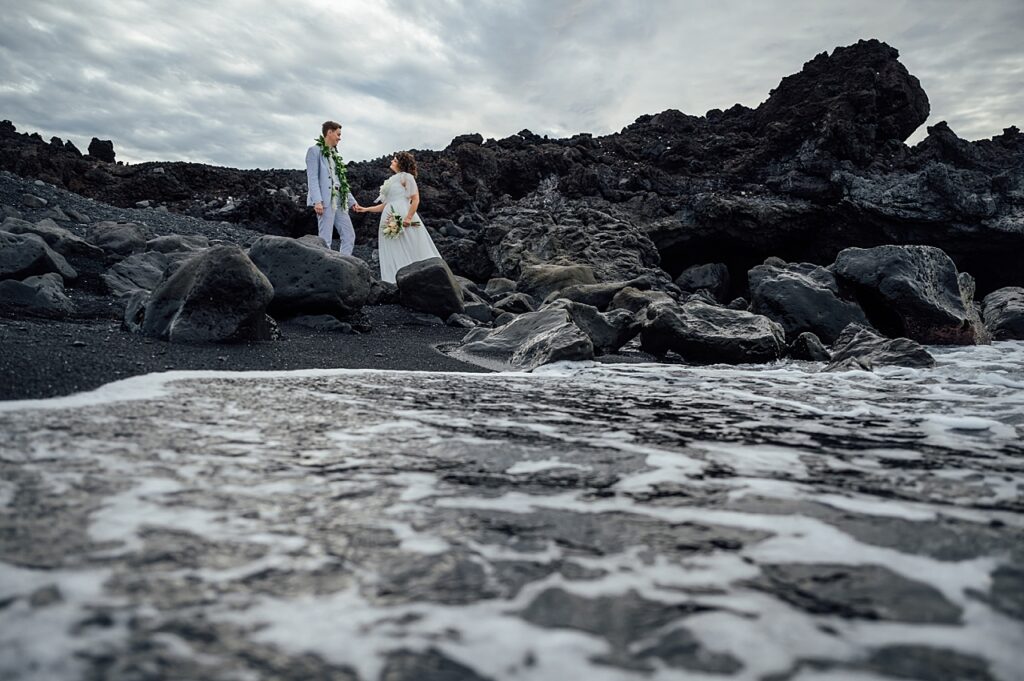 black sand beach