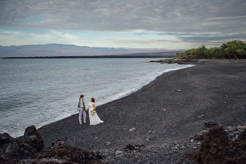 black sand beach with views of the kohala mountain