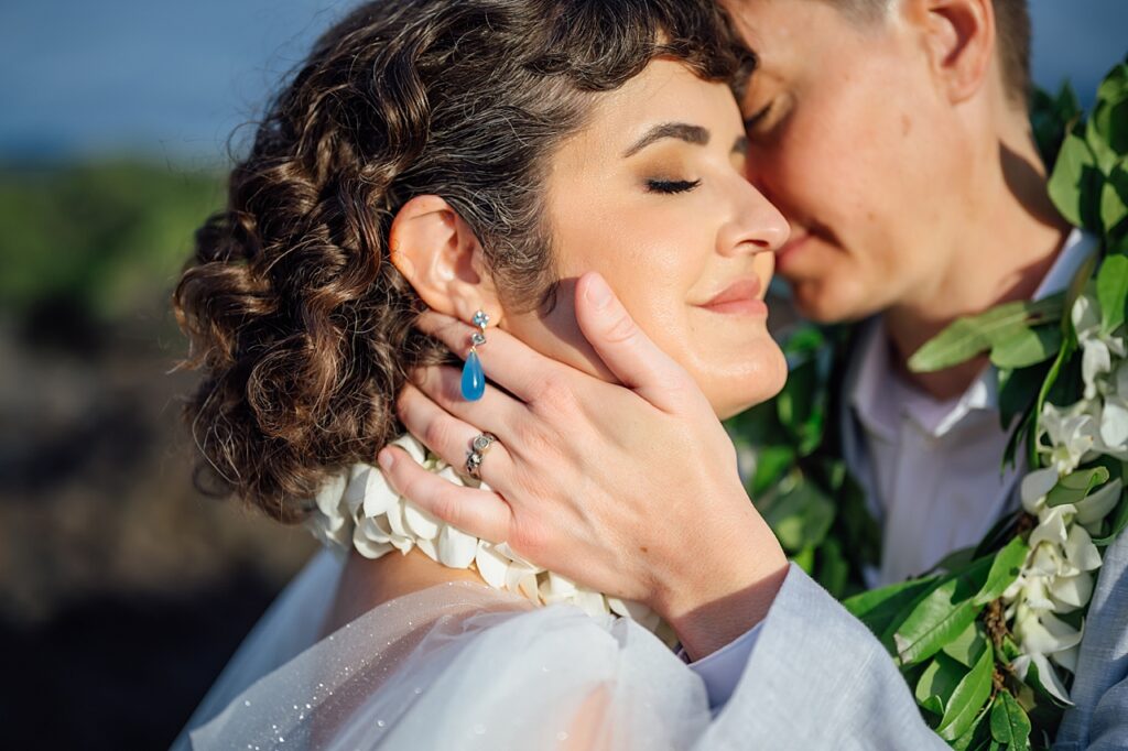 sweet moment between newlyweds