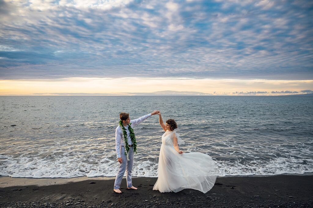 newlyweds dancing and twirling